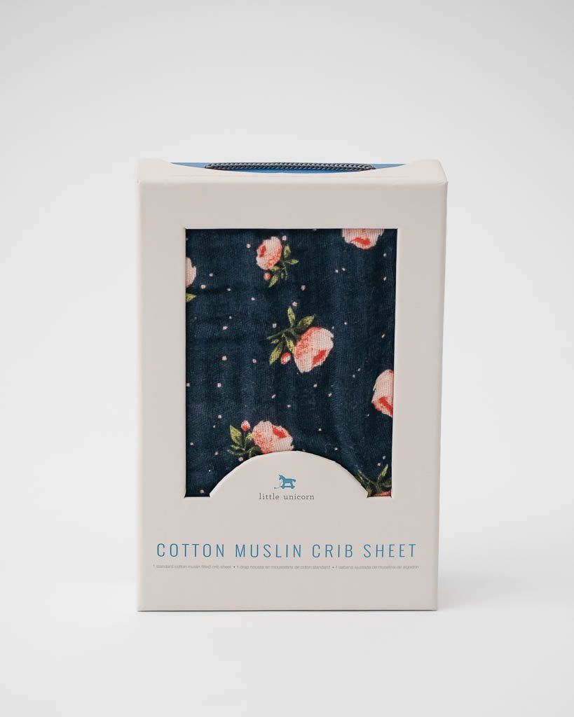 Midnight Rose Cotton Muslin Crib Sheet
