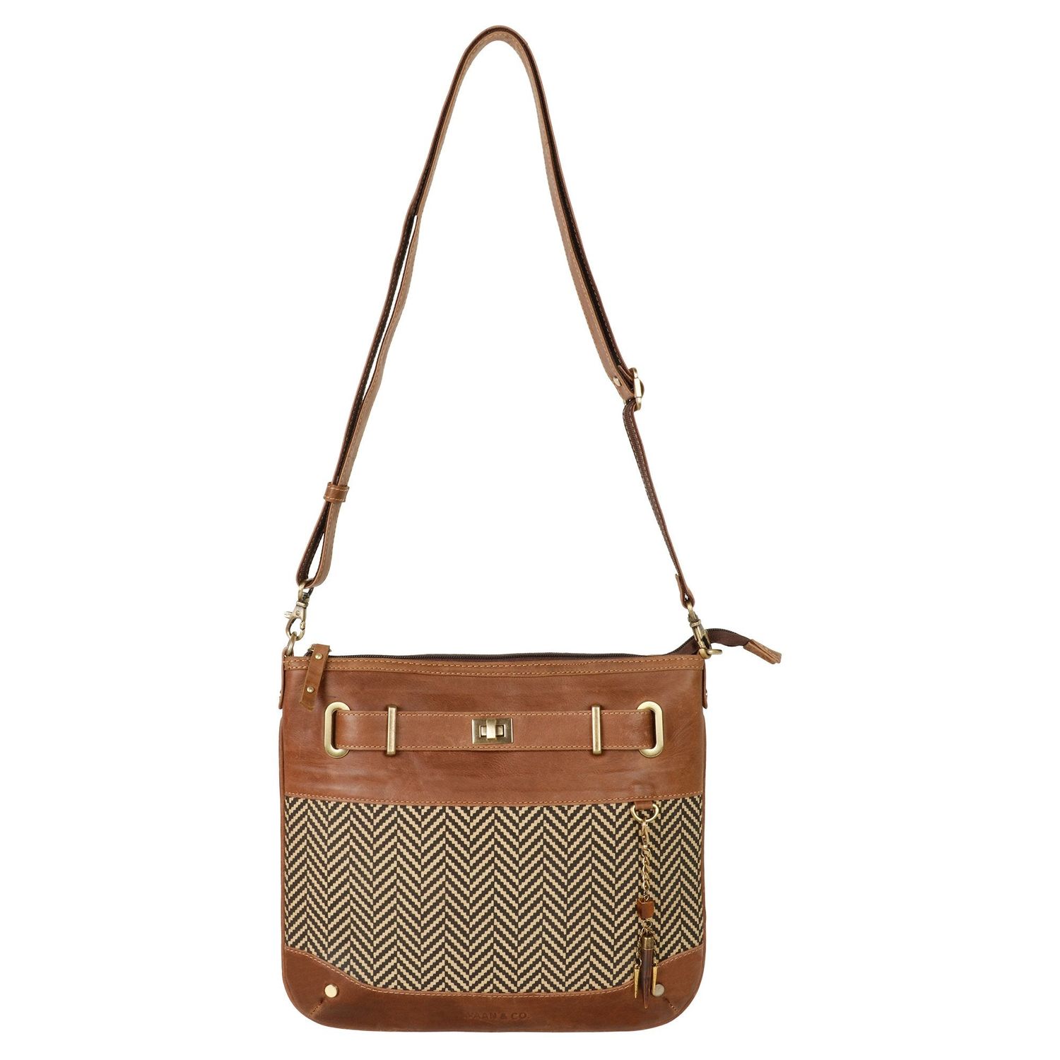 Mercer Upcycled Leather Crossbody in Herringbone
