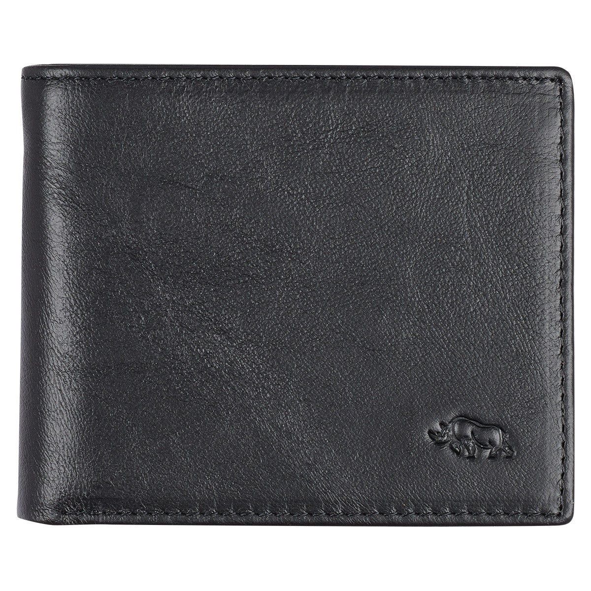 Men's Ebony Black Full Grain Cowhide Leather Bifold Rhino Armor™ Wallet