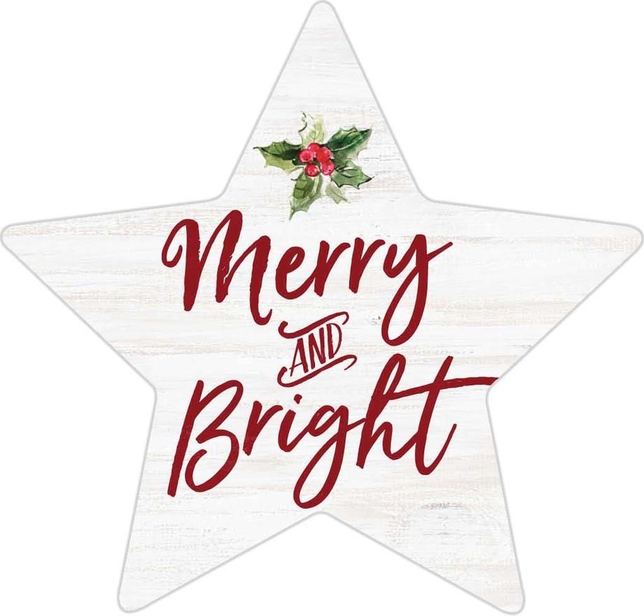 Merry and Bright Decorative Star Sign