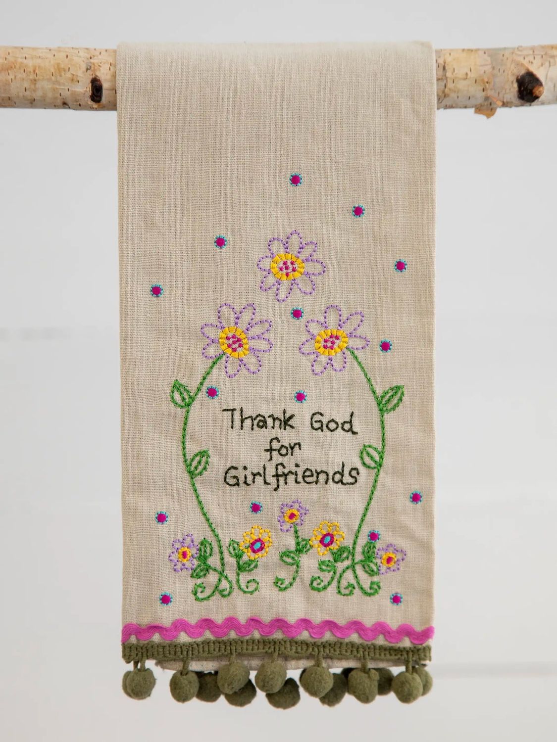 Linen Embroidered Hand Towel-Friends
