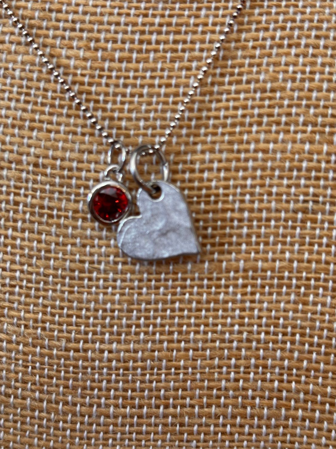 Little Heart Charm Necklace with crystal accent