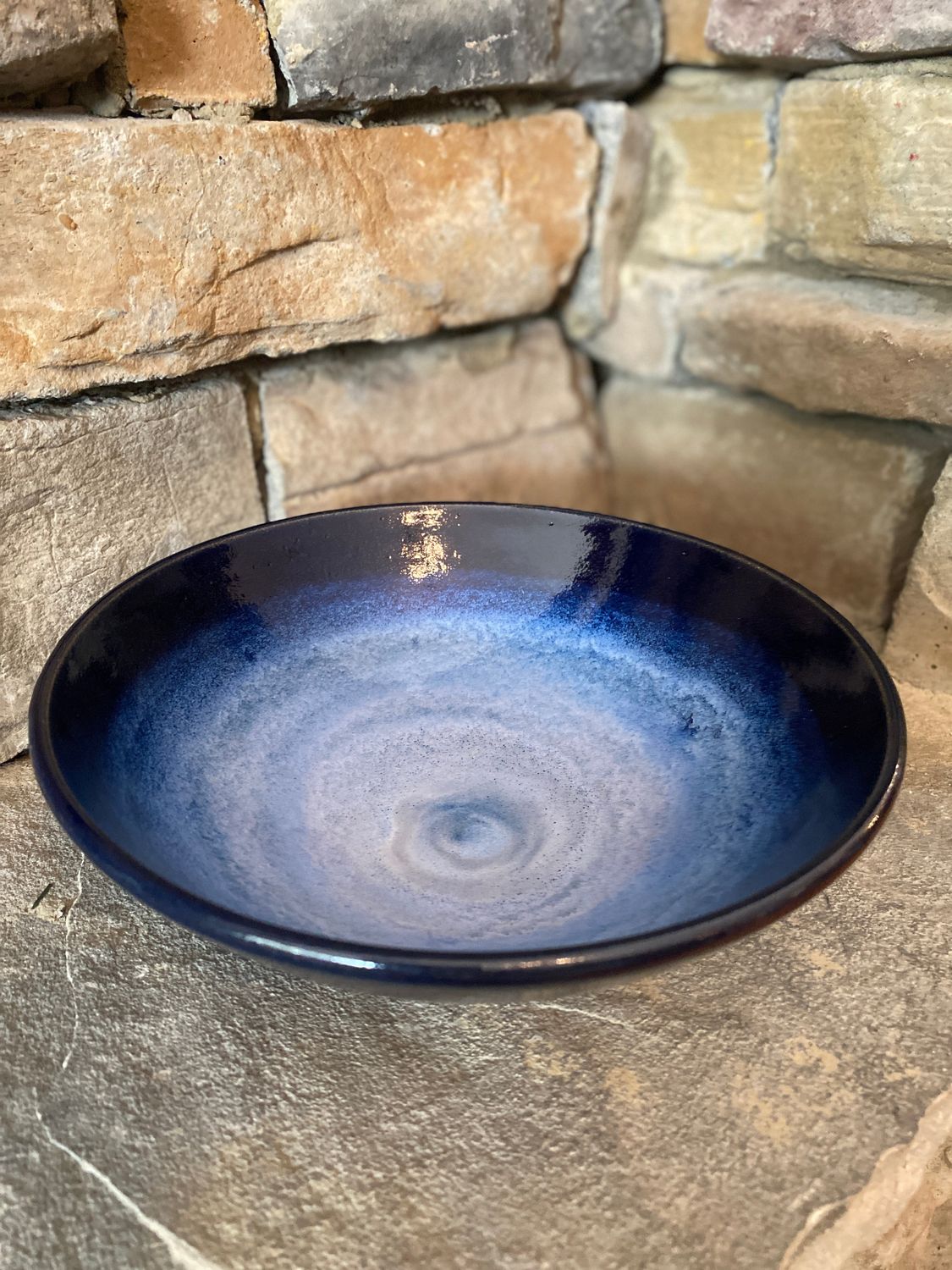 Large Blue Swirl Soup Bowl