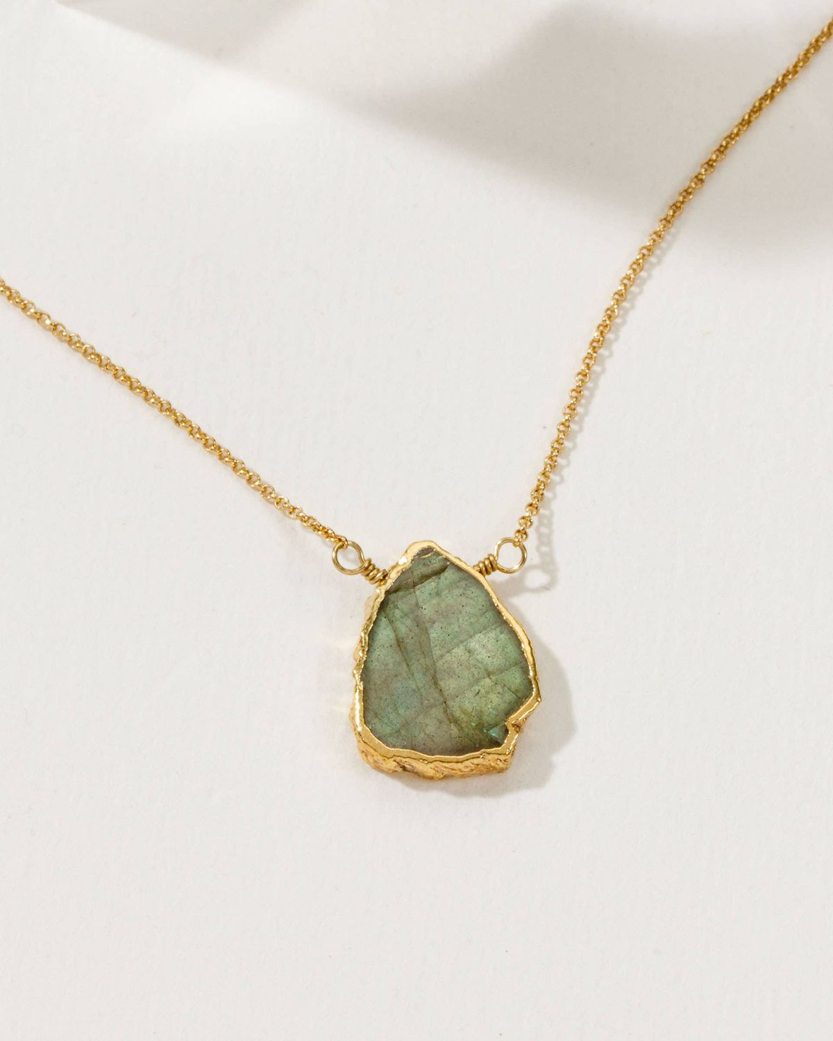 Labradorite Earth, Wind and Fire Necklace in Gold