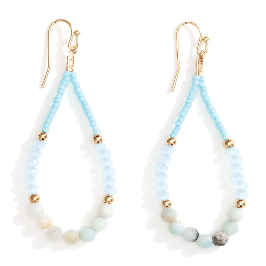 Marbled Aqua Stone Teardrop Earrings