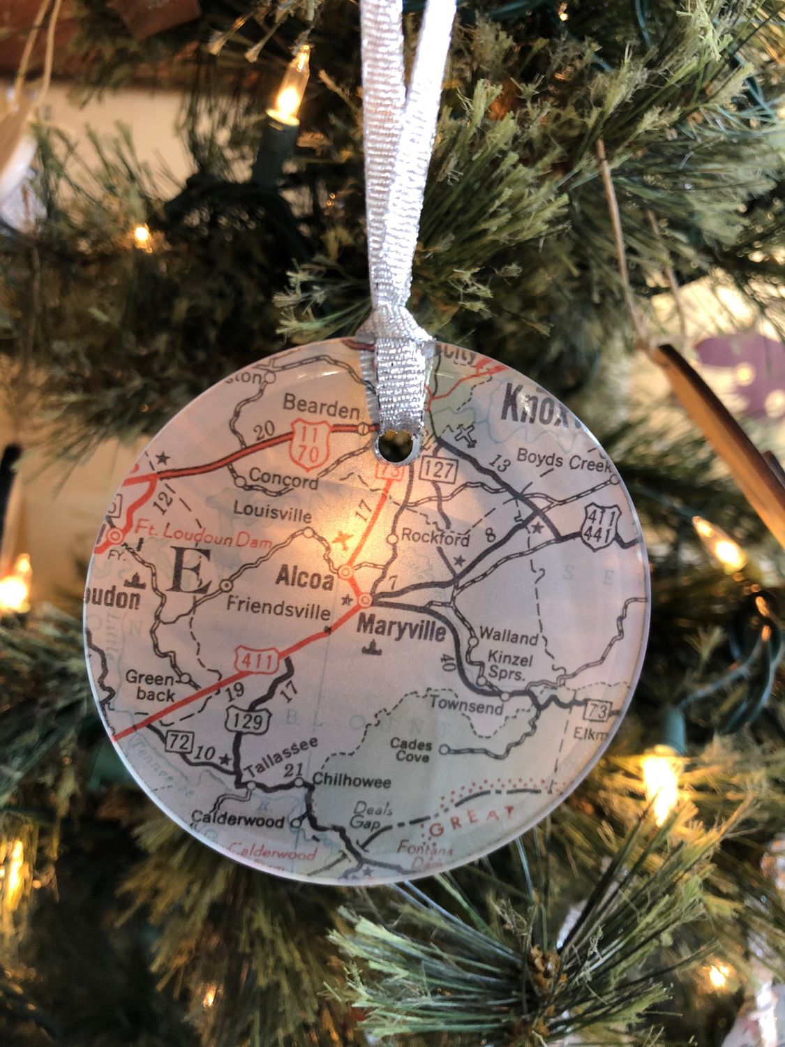 Maryville Map Glass Ornament