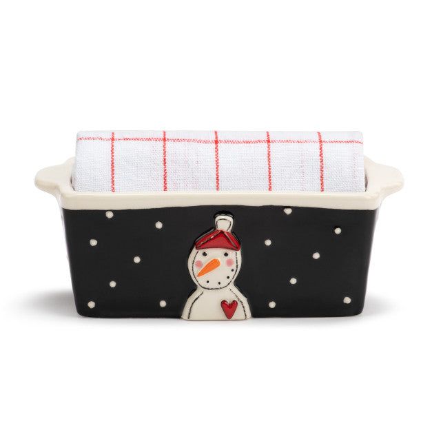 Mini Loaf Pan with Towel Set - Snowman