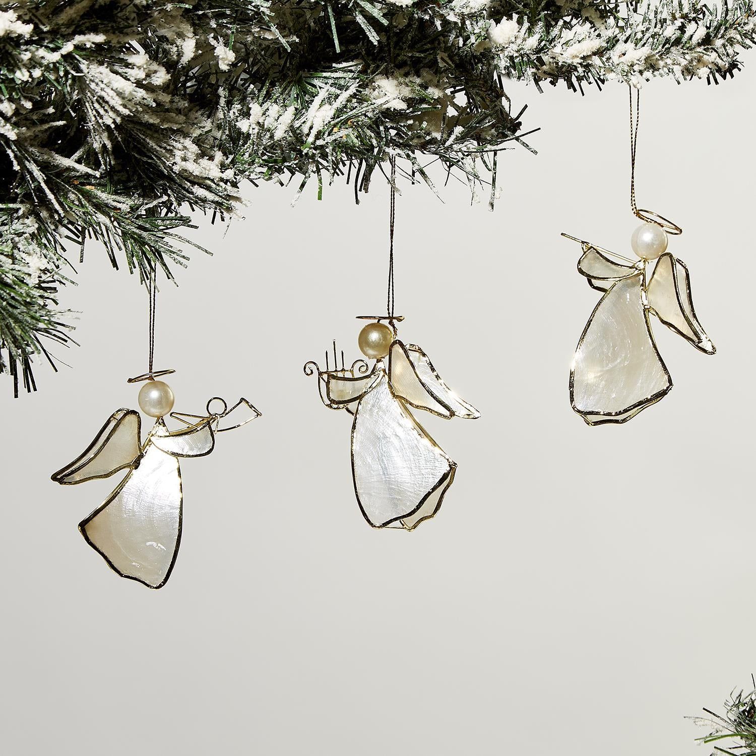 Mother of Pearl Hand-Crafted Double-Sided Angel Ornament