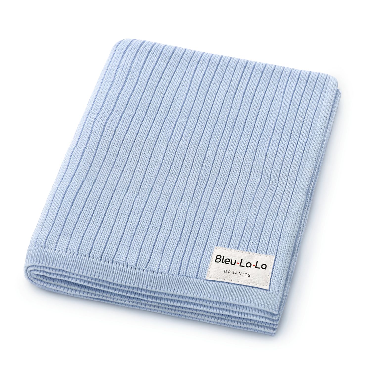 NEW! 100% Luxury Organic Cotton Ribbed Baby Swaddle Blanket: Sky Blue