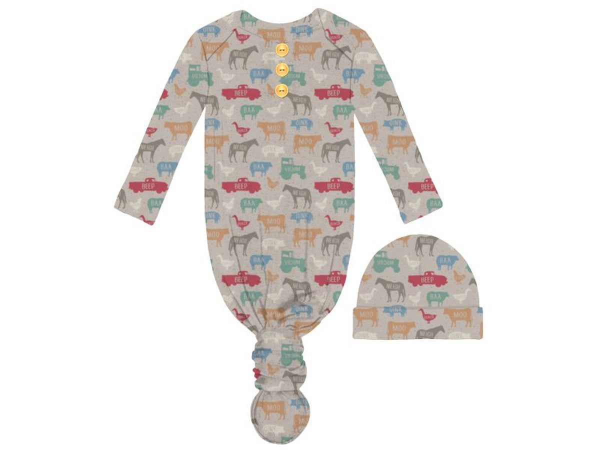 Ole McDonald Infant Gown and Beanie Set