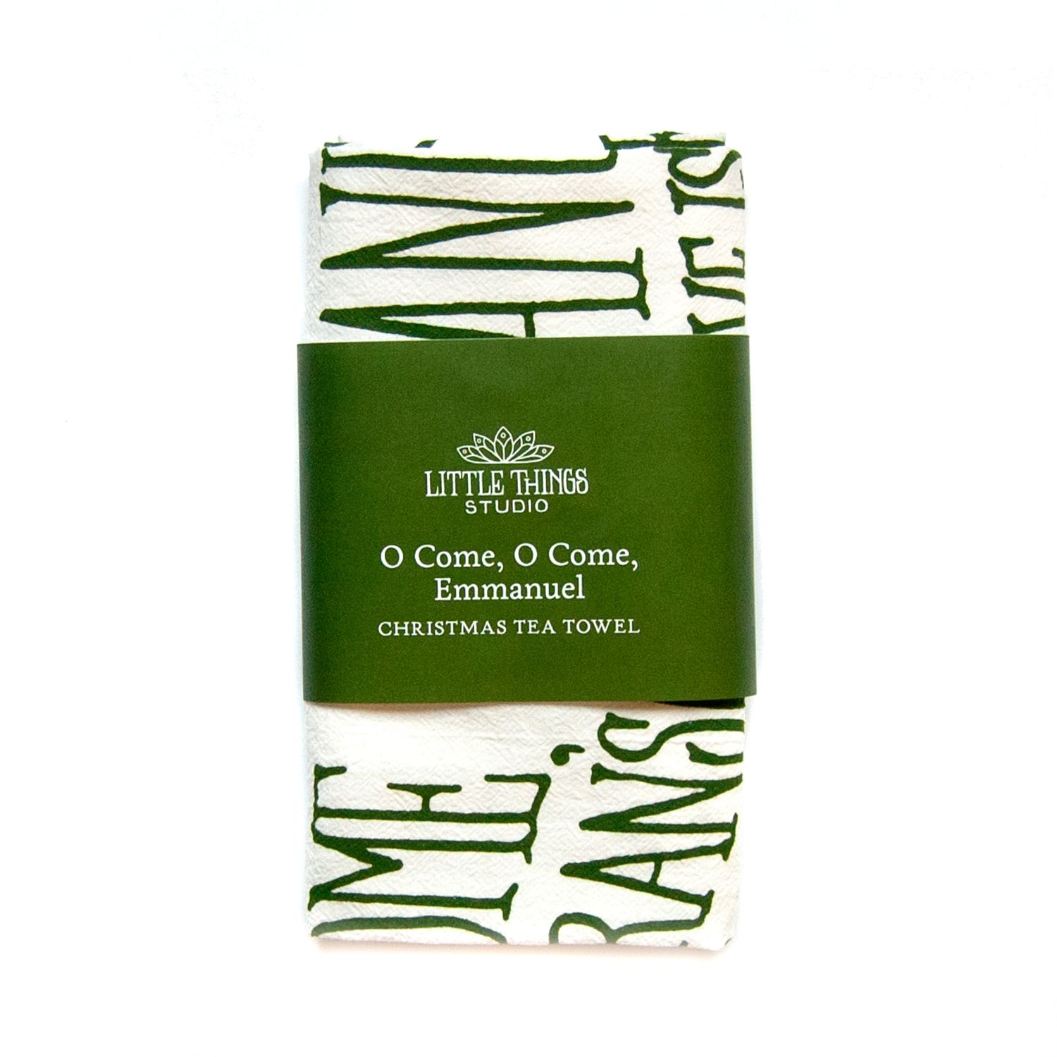 O Come, O Come, Emmanuel- Evergreen Christmas Tea Towel