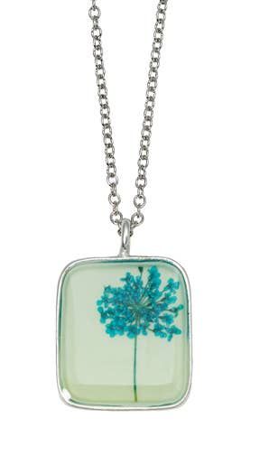 Medium Square Seafoam Lace Flower Necklace