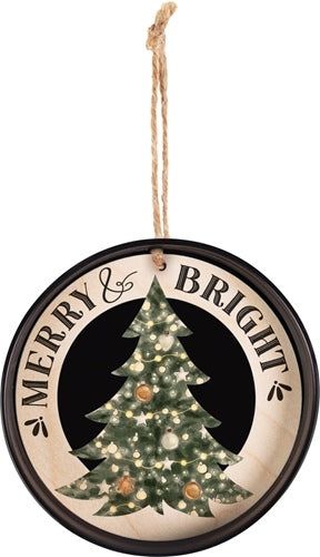 Merry &amp; Bright Mason Jar Lid Ornament