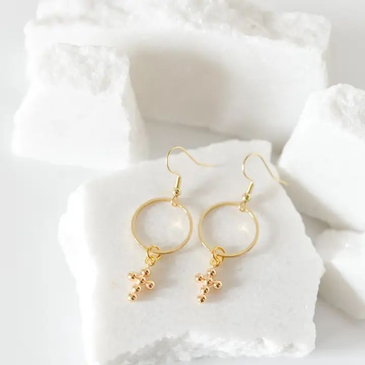 Munro Cross Earrings - 18k gold plated