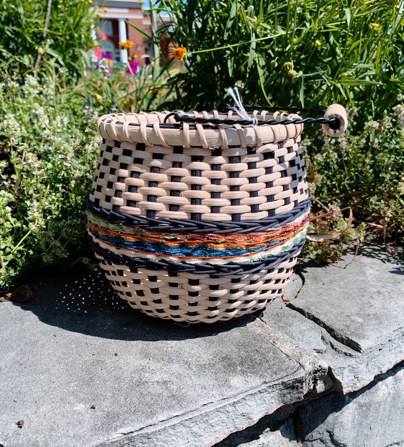 Multi Color Pot Belly Handled Basket