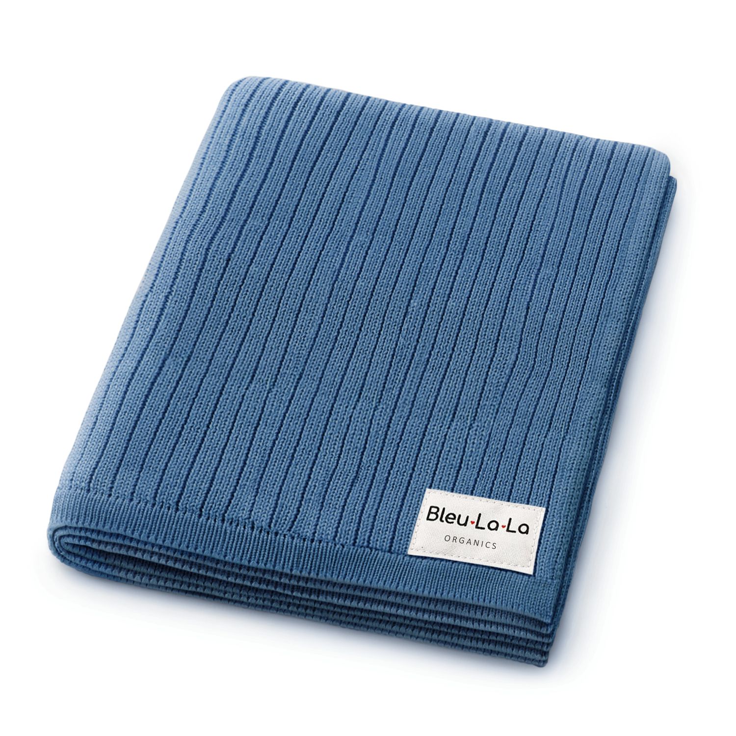 NEW! 100% Luxury Organic Cotton Ribbed Baby Swaddle Blanket: Denim Blue