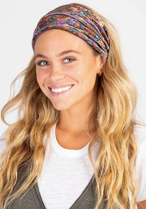 Orange Grey Floral Velvet Boho Bandeau®