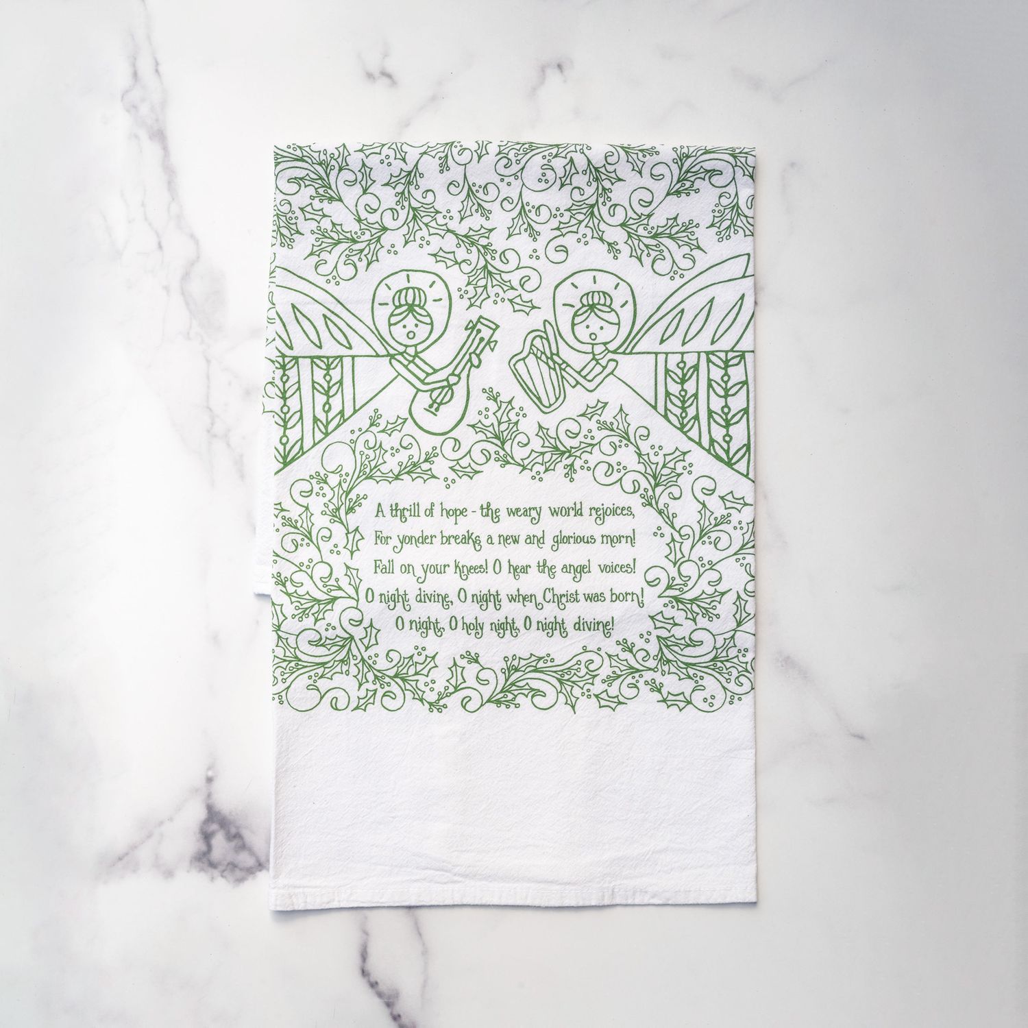 O Holy Night Christmas Hymn Tea Towel