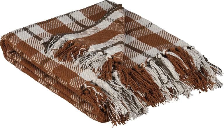 Orange Fall Plaid Throw Blanket