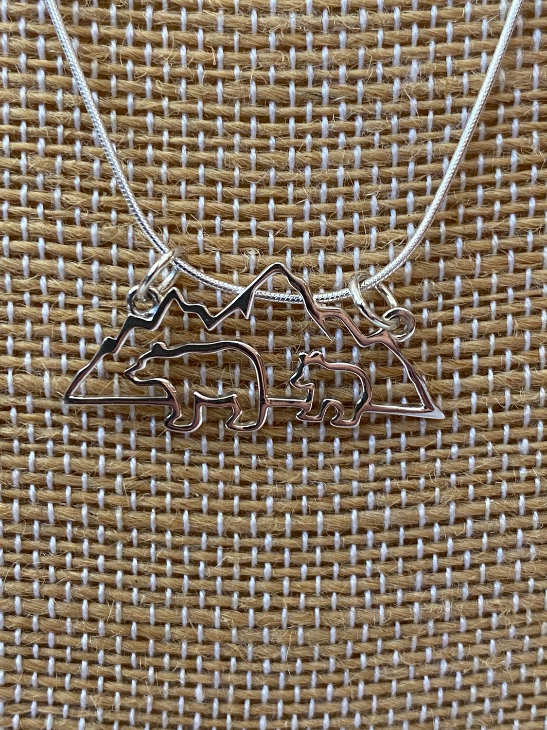 Mountain Mama Bear &amp; Cub Necklace