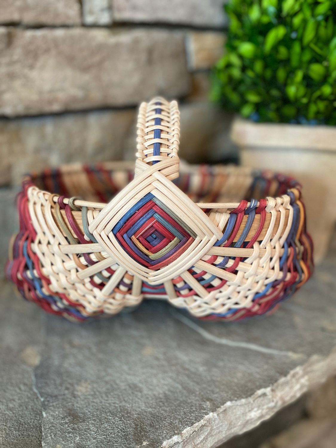 Multicolored Oval Rib Basket