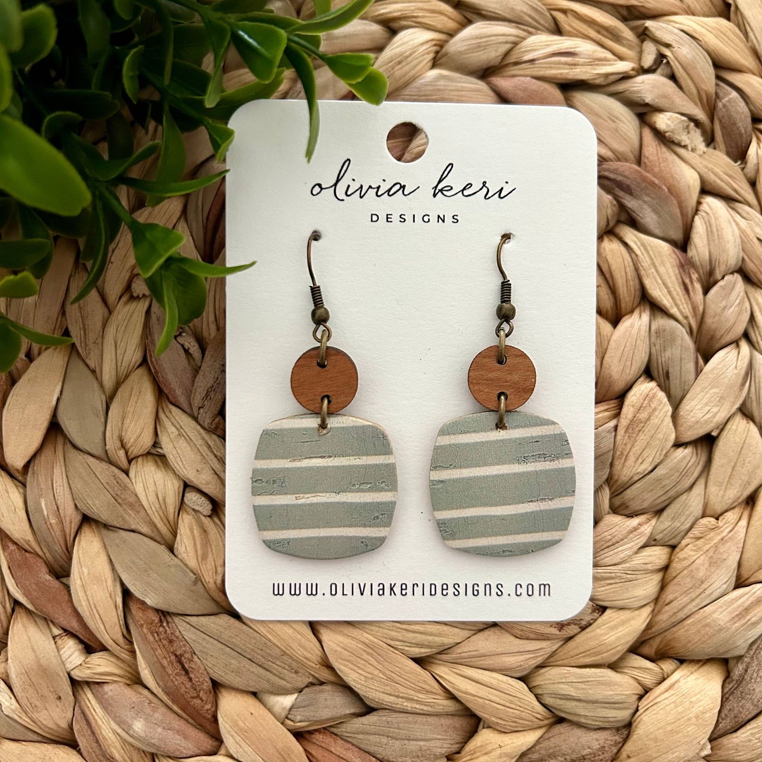 Nora Earrings - Sage Stripes