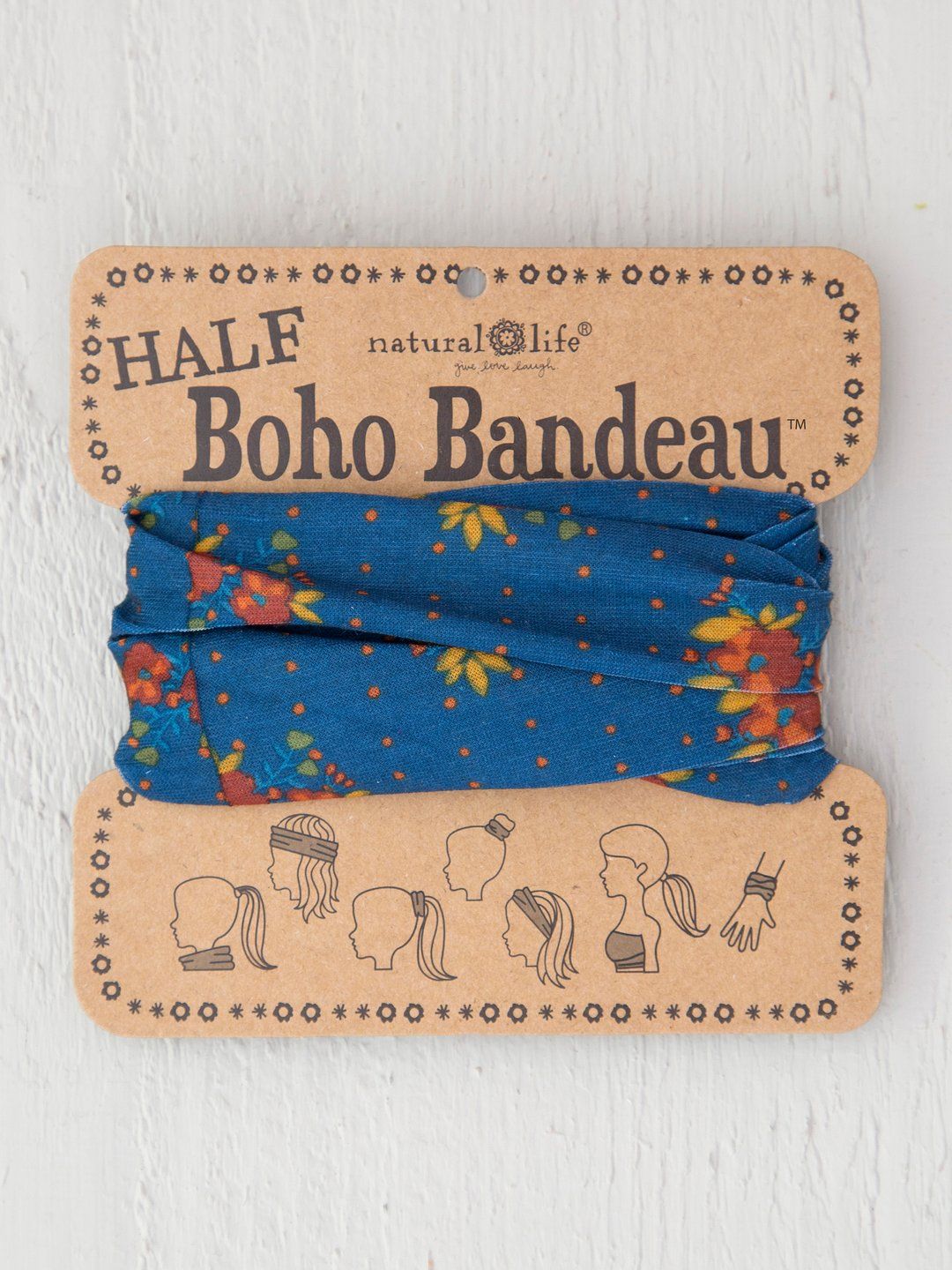 Navy Rust Floral Half Boho Bandeau