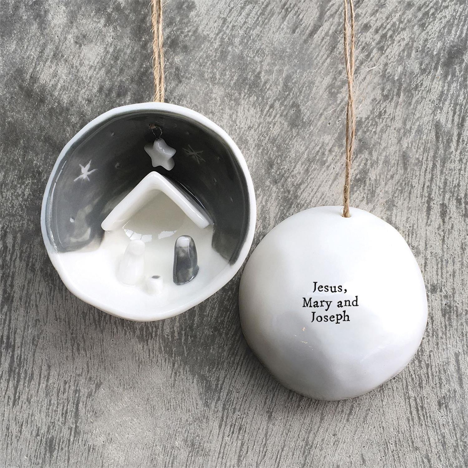 Nativity Half Circle Porcelain Ornament