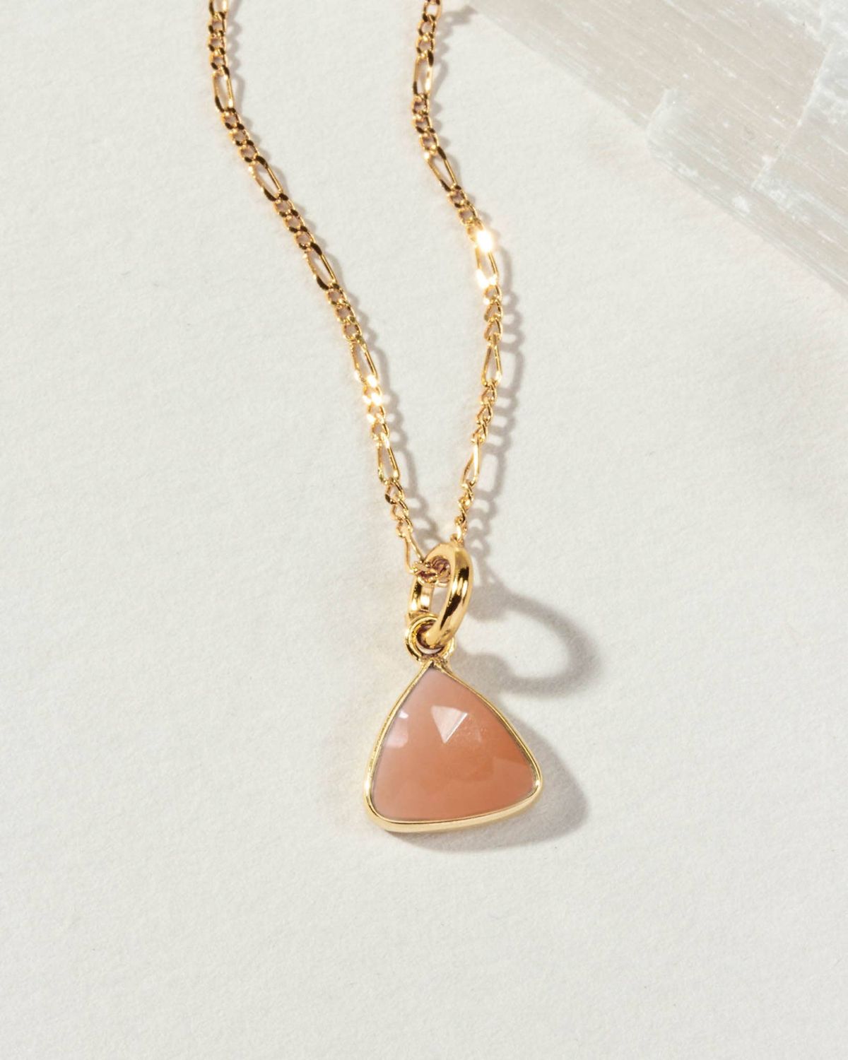 Peach Moonstone Bermuda Triangle Dainty Collar Necklace
