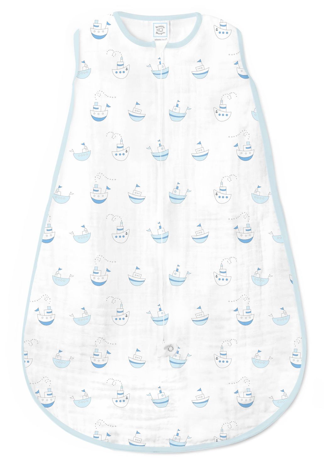 Pastel Blue, Little Ships, Muslin zzZipMe Sack, 2-Way Zip