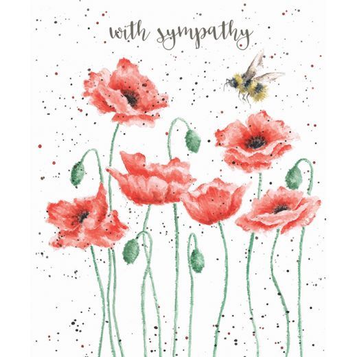Poppies &amp; Bee Sympathy Card