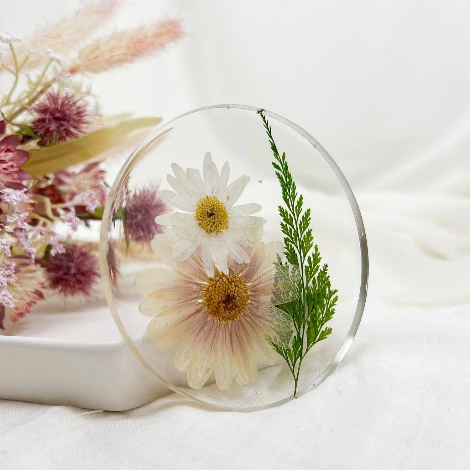 Pressed Flower coaster - neutral mix