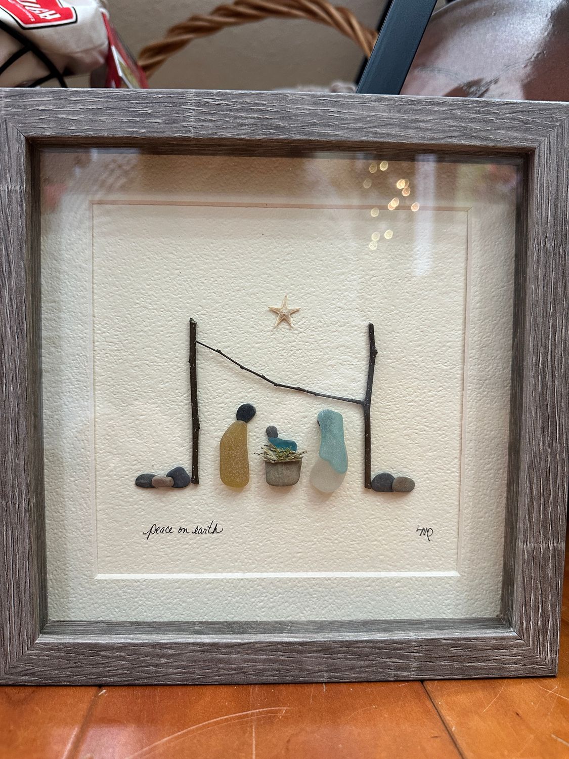 Peace on Earth Pebble Art Large