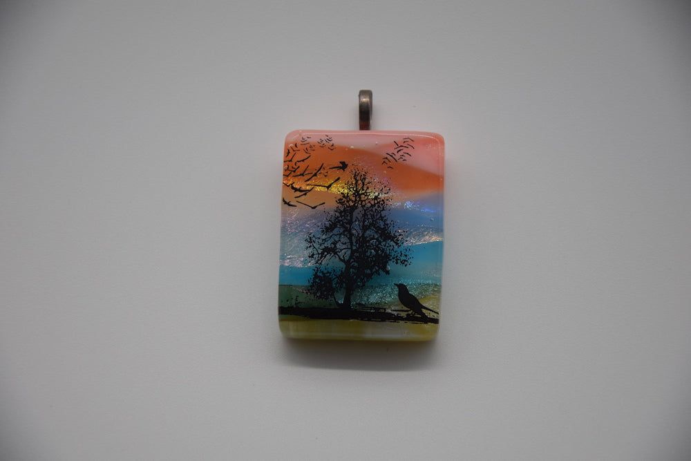 Peaceful Landscape Dichoroic Glass Pendant