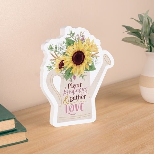 Plant Kindness and Gather Love Watering Can Wooden Decor