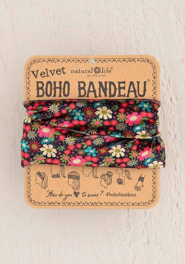 PINK FLORAL VELVET BOHO BANDEAU®