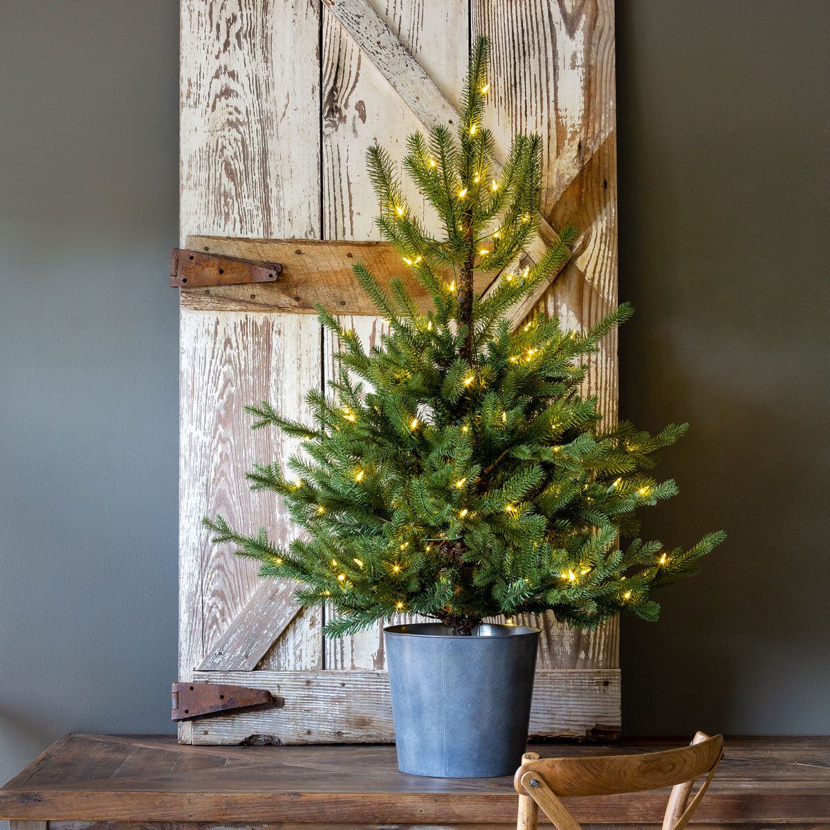 Potted Fir Tree with Lights