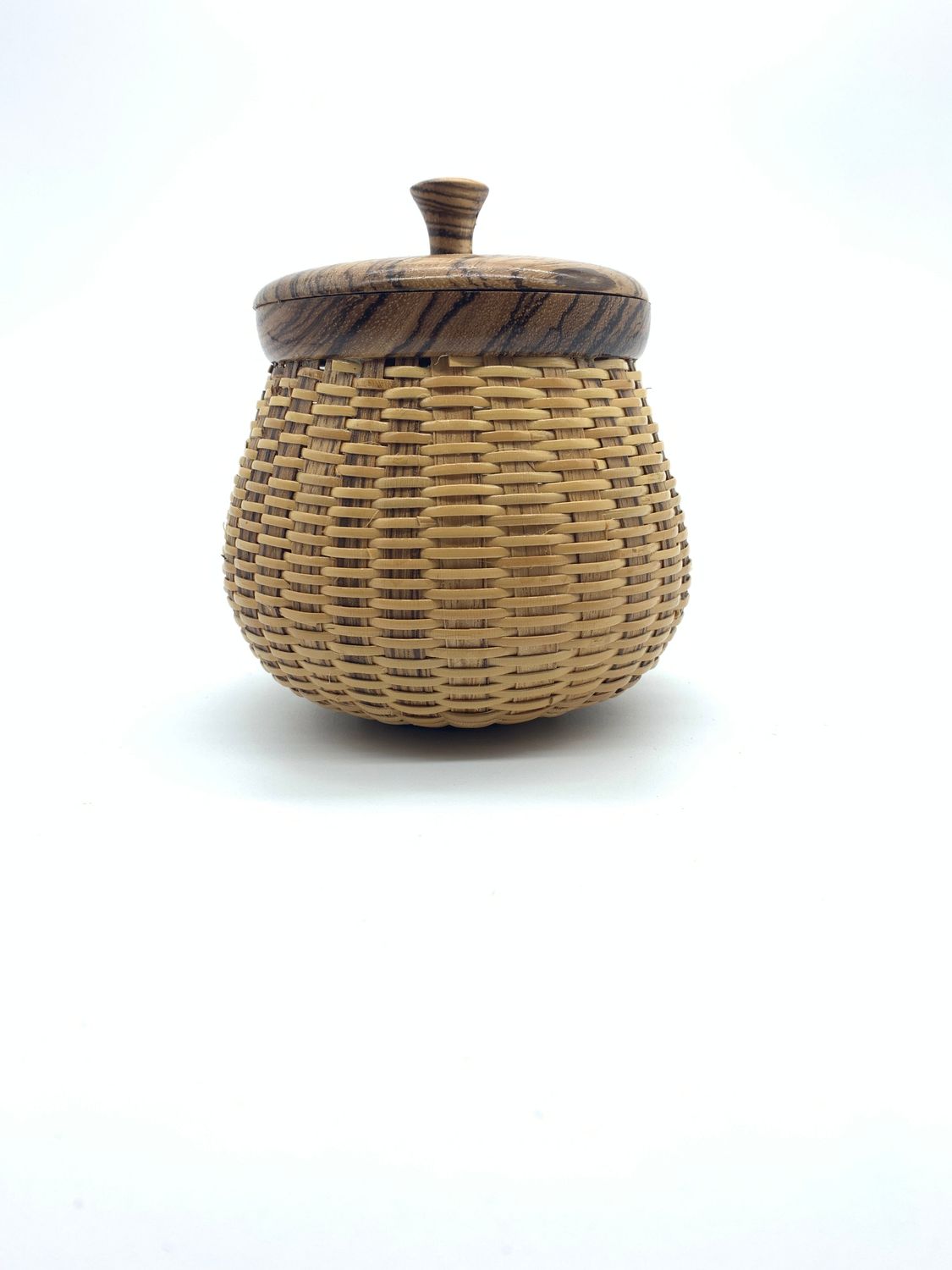Pot Belly Basket with Zebra Wood Lid