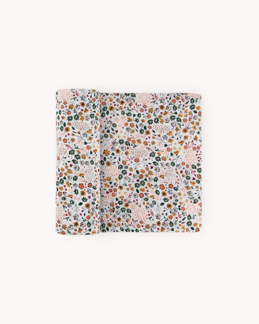 Pressed Petals- Cotton Muslin Swaddle Blanket