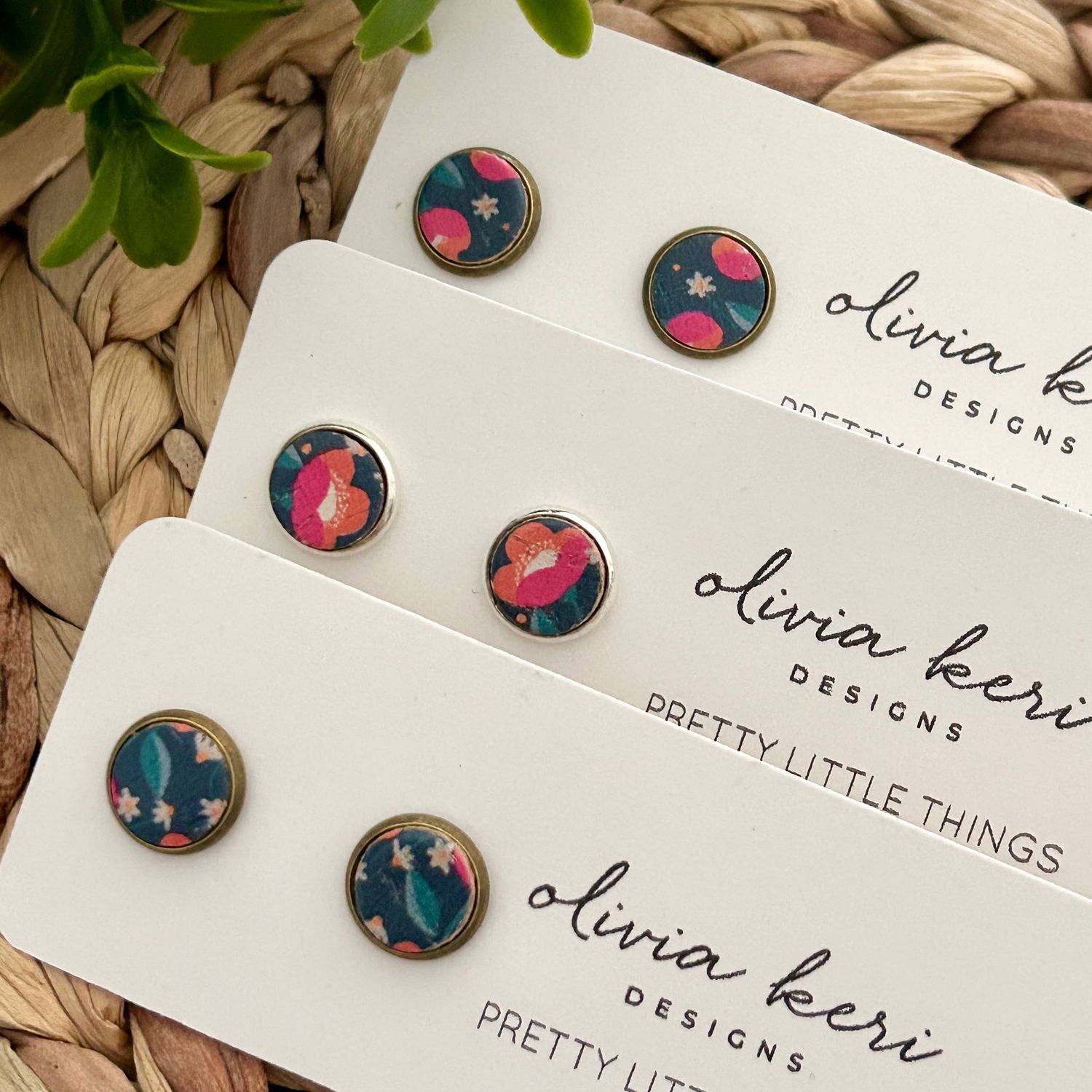 Pretty Little Things Studs - Evening Floral: Antique Bronze Setting