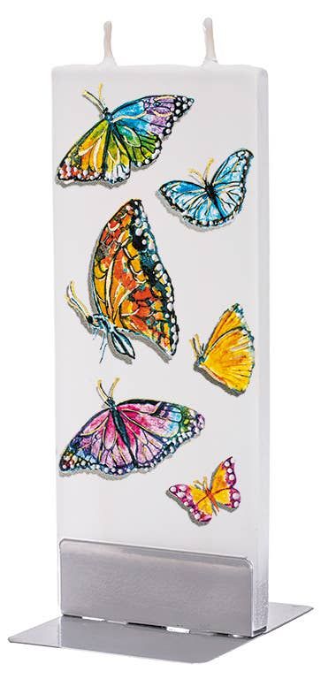 Rainbow Butterflies- Flat Handmade Candle