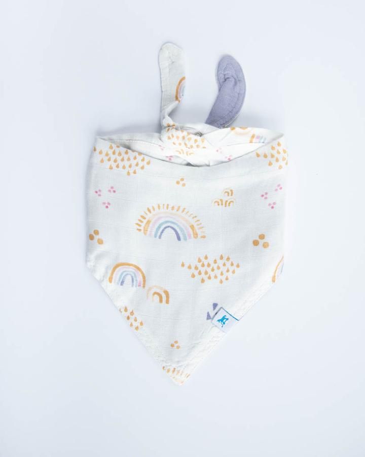 Rainbows and Raindrops Cotton Muslin Reversible Bandana Bib