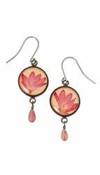 Round Cornflower Earrings with Crystal Drop