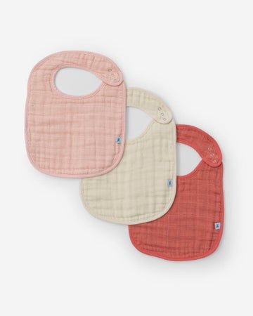 Rose Petal Cotton Muslin Classic Bib -- 3 pack