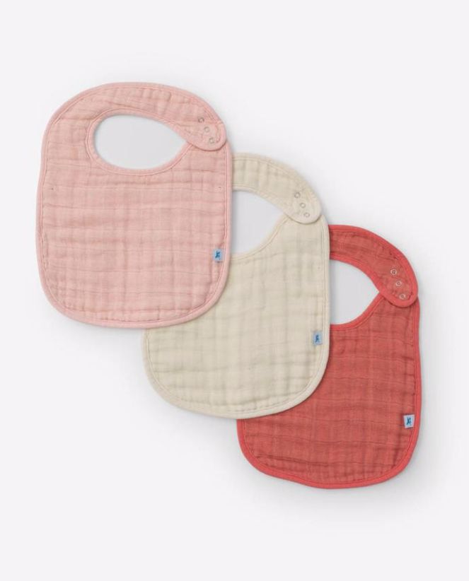 Rose Petal Cotton Muslin Classic Bib- set of 3
