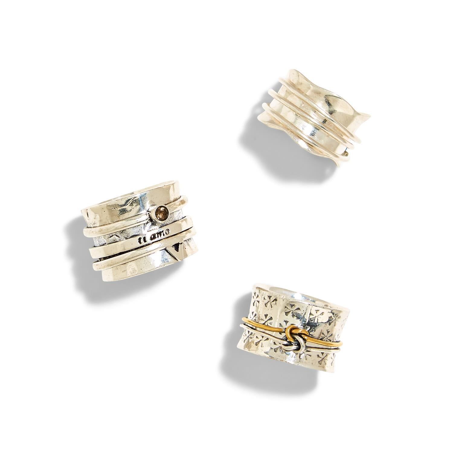 Round About Silver Rotating Wide Band Ring