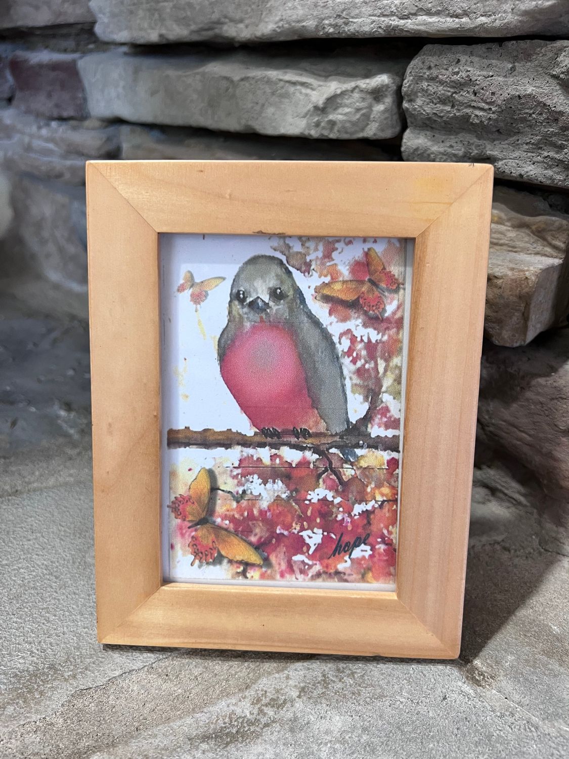 Robin Redbreast "4x6" Natural Framed Print