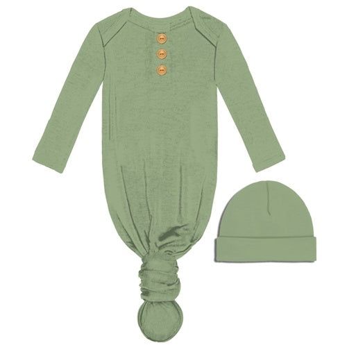 Sage Infant Gown and Beanie Set
