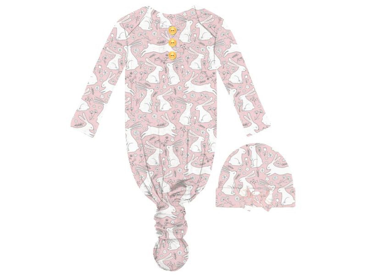 Sale-Snuggle Bunny Infant Gown and Beanie Set