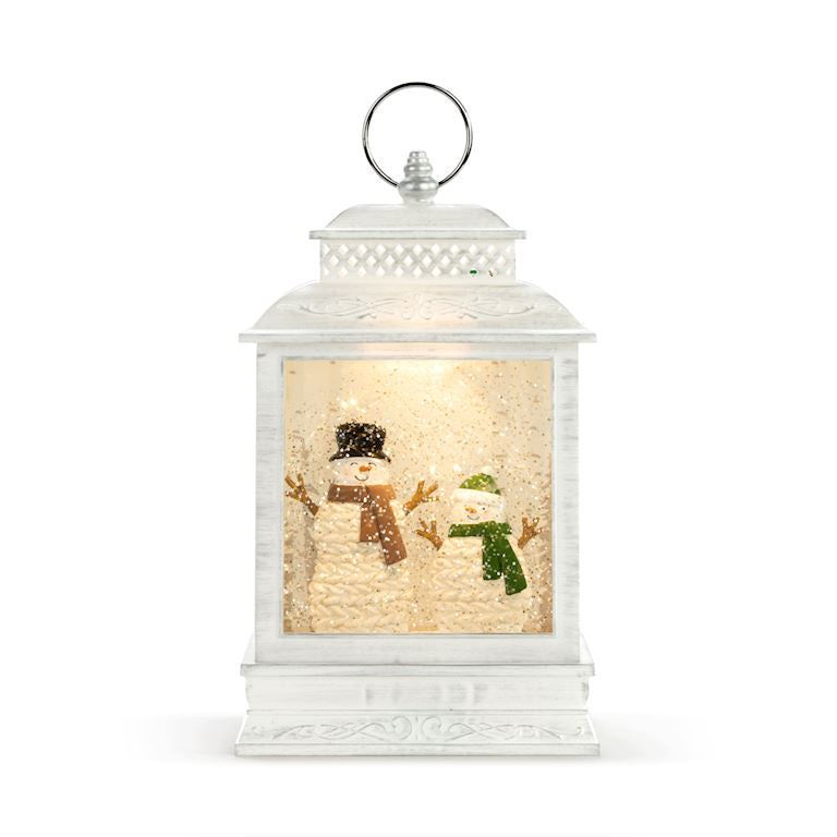 Snowman Couple Lit Musical Lantern